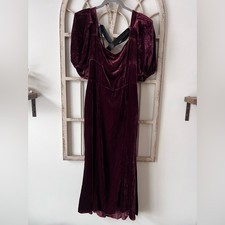 NWT Reformation Jocelyn Velvet Dress Size 10 Burgundy Red Midi