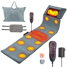 Full Body Massage Mat Heated Electric Massage Mat Neck Back Massage Pad 10 Mode