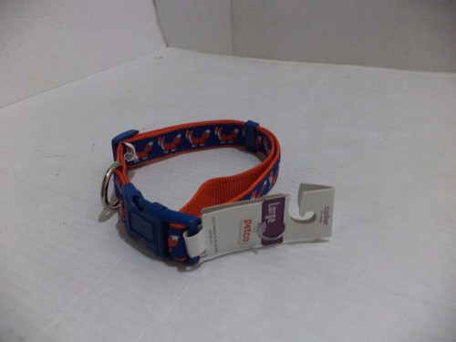Petco Adjustable Sport Dog Collar in Blue & Orange eye-catching pattern Large