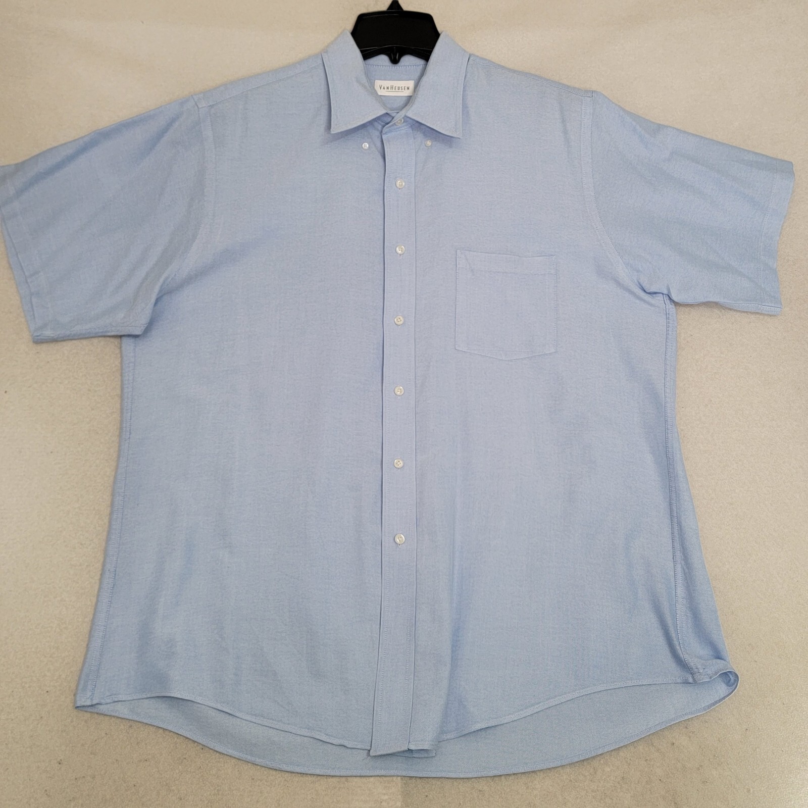 Van Heusen Shirt Mens BLUE 17 S/S Button-UP Casual Work Wear Dress Casual Logo thumbnail 8