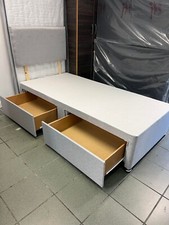 3ft Standard Single Divan Bed Base In Grey with 2 drawers, matching heabdoard!