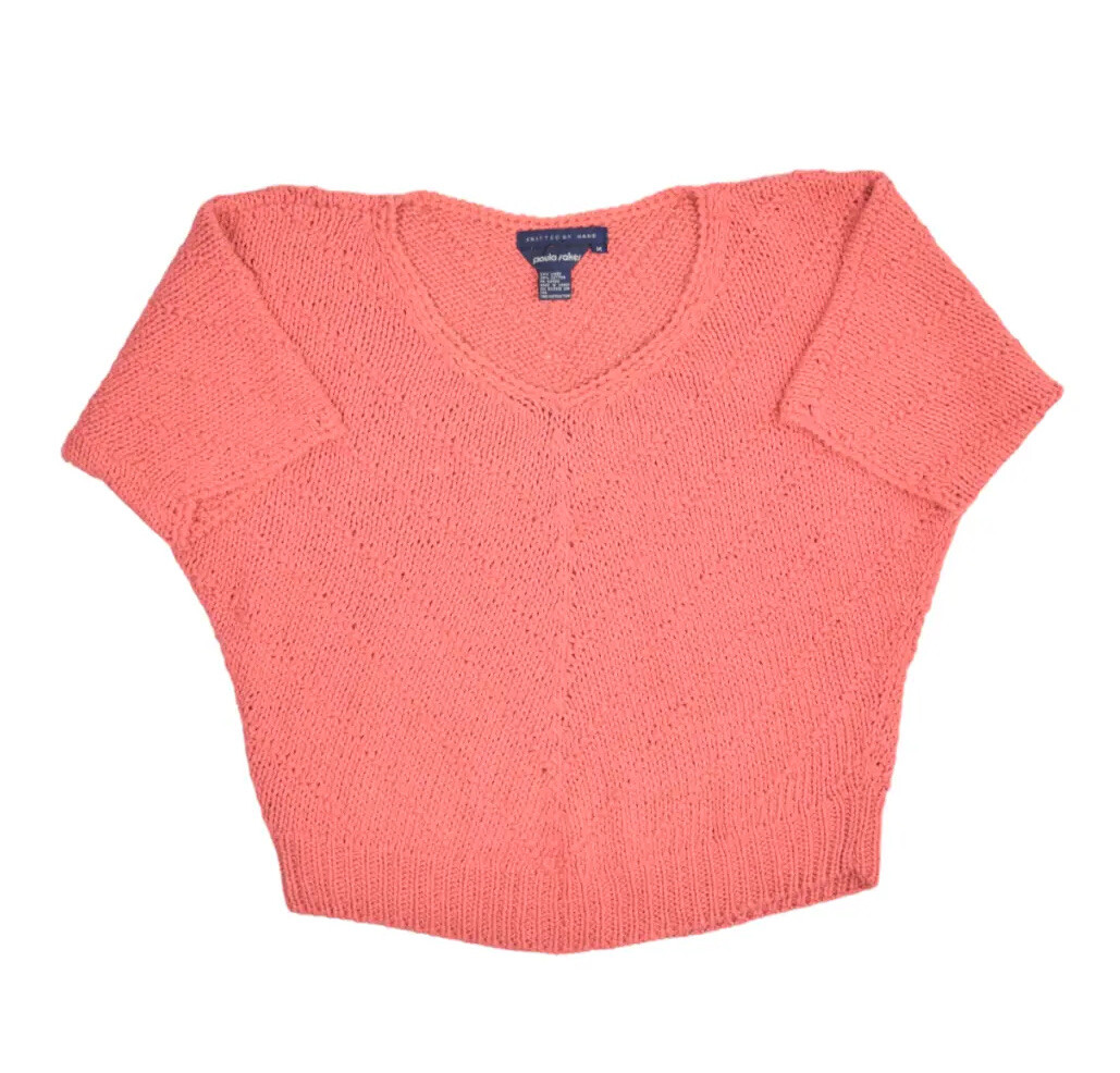 Paula Saker Tunic Sweater Womens M Linen Cotton Blend Hand Knit