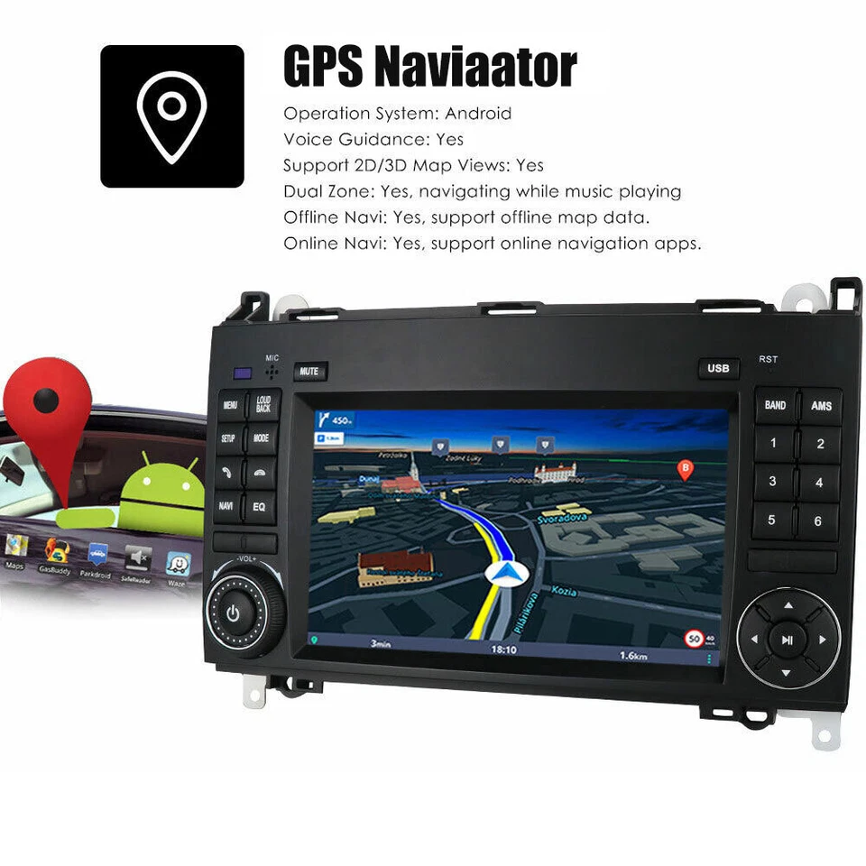 Автомобильное стерео радио GPS-навигатор для Benz W906 W169 W245 Sprinter 2500 7 дюймов 1+32G RDS - Изображение 4 из 4