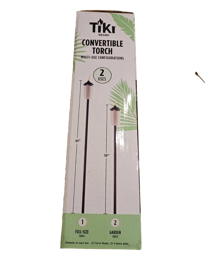 TIKI BRAND Convertible Torch 2 Pack w/ Poles Included Multi Use In Cream Color. - Image 3 of 4
