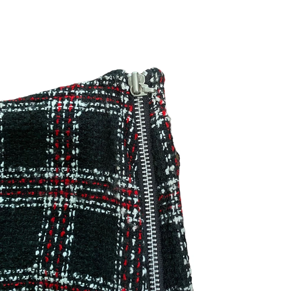 Switchblade Stiletto Pencil Skirt Women's Medium Black Red Plaid Full Zip NEW - Image 4 of 4