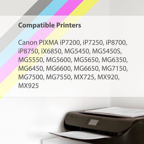 12 C/M/Y Cartouches d'encre pour Canon PIXMA iP7240 MG5650 MG6450 MG7500 MX725 - Bild 3 von 5