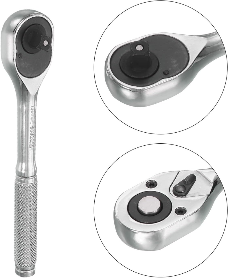 1/2" Straight Handle Ratchet, FullPolished Chrome Vanadium Steel 72