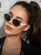 3 x Oval Vintage Sunglasses Gold Frame – Classic Retro Style for Women