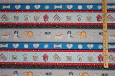 Dog Cat Pawfect Paw Print Think Pawsitive Stripe Cotton Fabric 1/2 Yard 9726