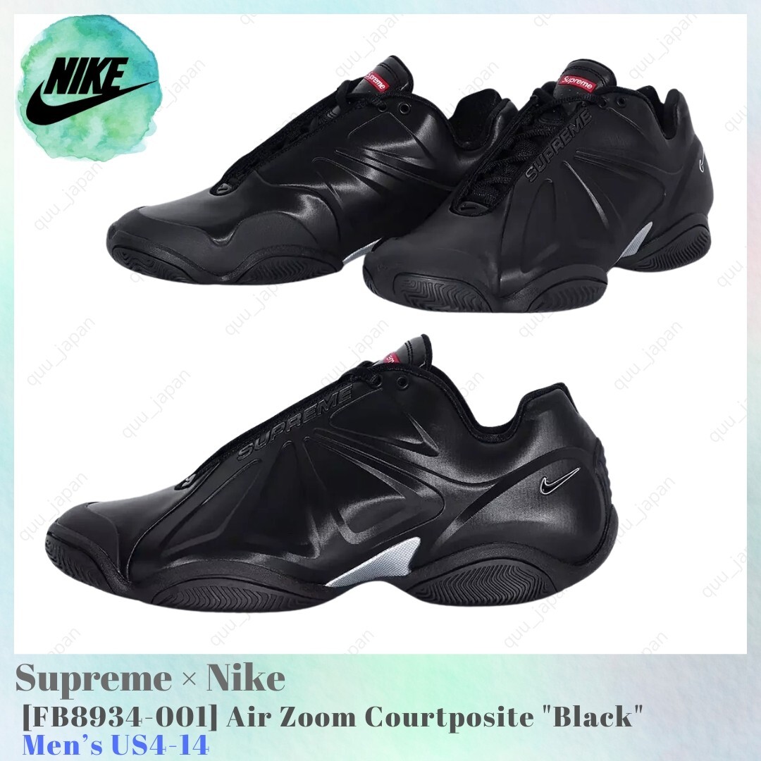シューズ(男性用) Supreme x Nike Courtposite 28cm us10 Size 10 - Nike Supreme x Air Zoom Courtposite Black for sale