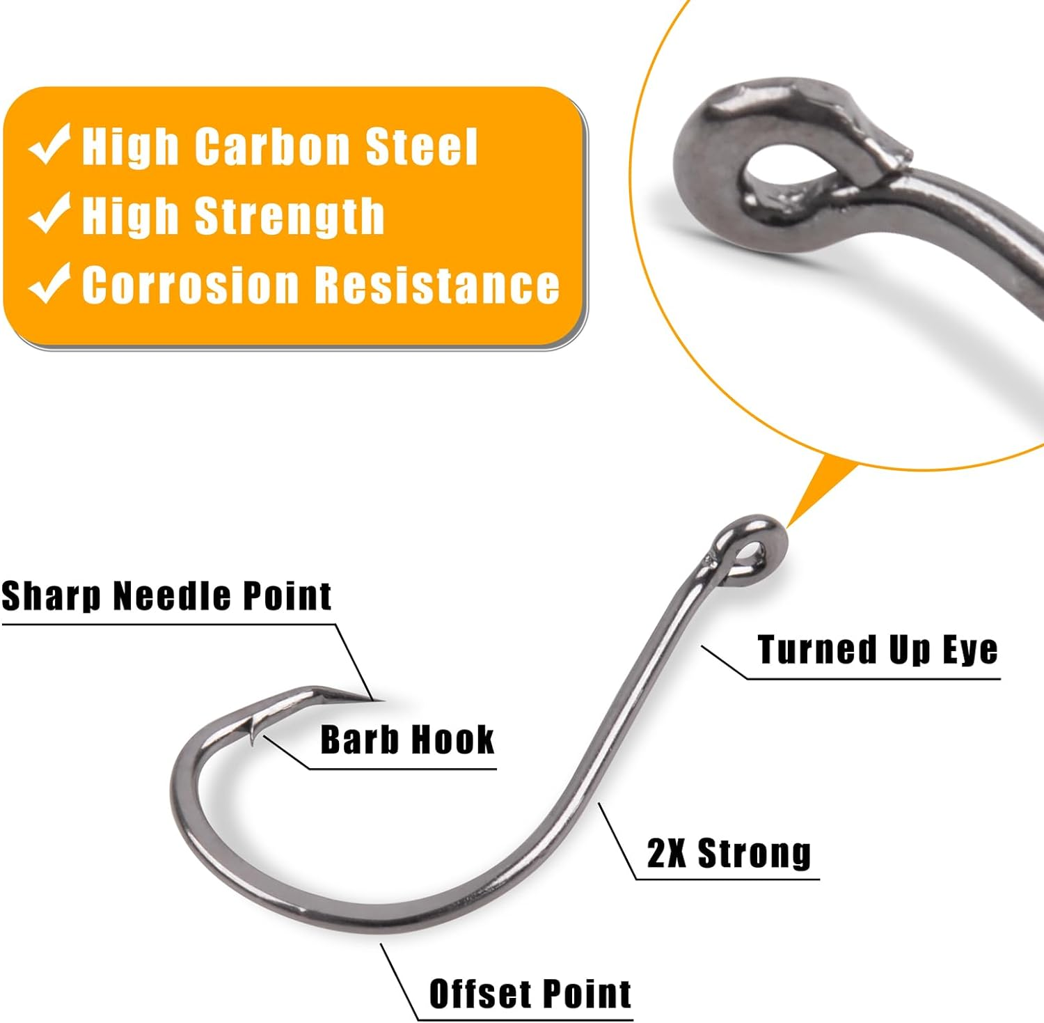 Circle Hooks 2X Strong Fishing Hooks Saltwater Surf Fishing Catfish