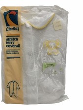 Vintage Carters Stretch Terry Coverall Footed White Yellow Elephant XL 28-32 lbs