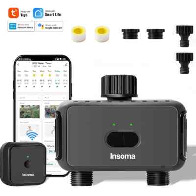 Automatic Water Timer with Gateway Dual Hose Garden Irrigation Watering System