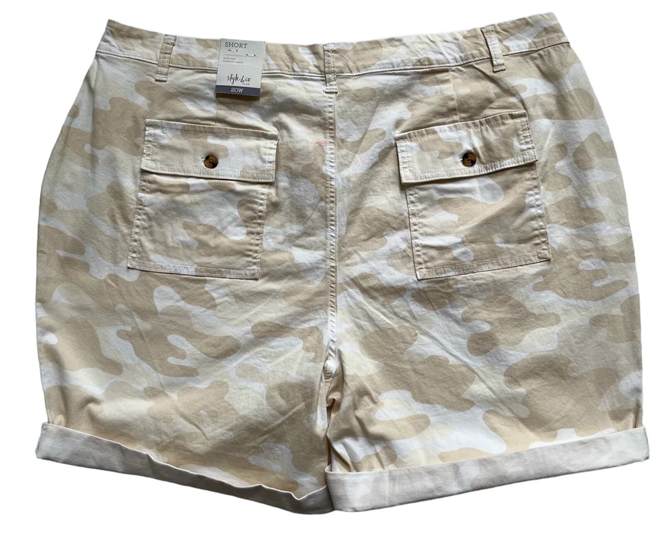 Pantalones Cortos Bermudas Style and Co Mujer Plus 20W Beige Camuflaje Elastizados Nuevos Foto 2 de 4