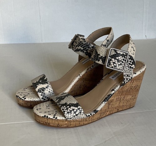 Steve Madden Escalate Style Chunky Cork Wedge Platform Snake Heel - Y2K Size 8.5 - Picture 8 of 12