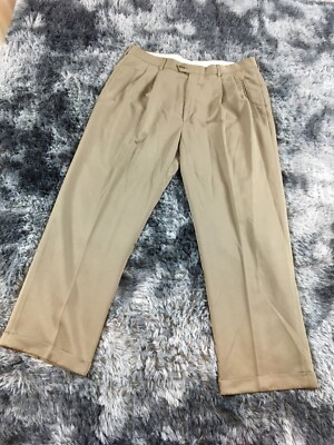 Haggar Men's Dress Pants Size 30x30 30/30 Beige Highrise 100