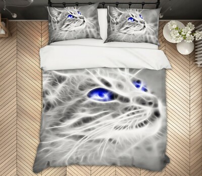 3D White Kitten A83 Animal Bed Pillowcases Quilt Duvet Cover Set Queen King Zoe