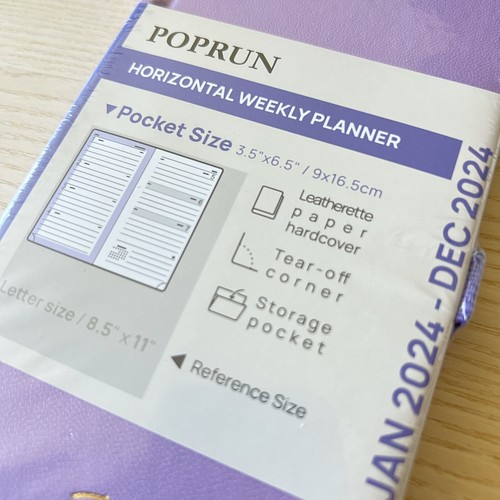 POPRUN Pocket Calendar 2024 Planner Weekly Pocket-3.5'' x 6.5'', Navy Blue - Imagen 3 de 3