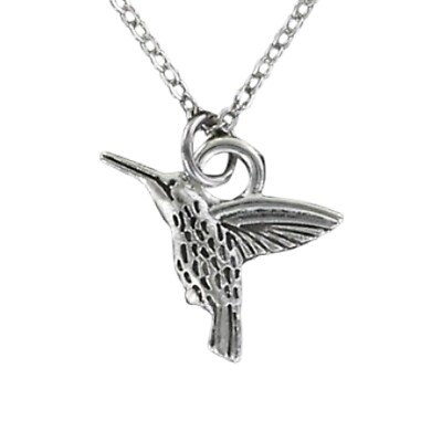 HUMMINGBIRD Necklace on Chain or Charm Only - Pewter  Bird Nectar Yard Feeder 3D