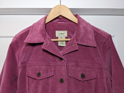 L.L. Bean Women's Jacket Brushed Velvet Fuscia Purple Size Small