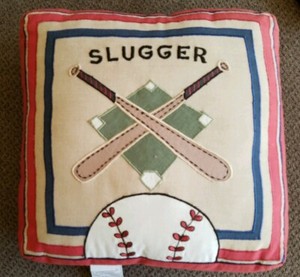 VTG, Rare Baseball 14" x 14" Decorative Throw Baby Pillow