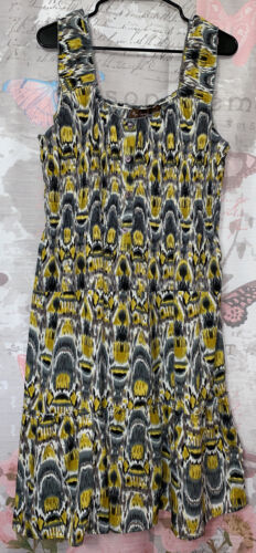 SPEED CONTROL Women’s Size XL Abstract Dress Yellow Sleeveless Fit Flare - Imagen 1 de 8