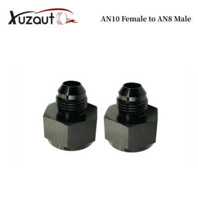 2Pcs -10 AN Female -8 AN Male AN Flare Fitting Reducer Adapter 10AN to 8AN Black