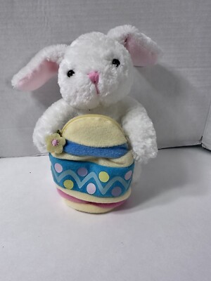 Hallmark White Easter Egg Hunt Bunny Rabbit with Zipper Pocket Purse 8 