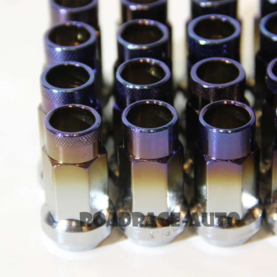 Tuercas de llanta de extremo abierto 12X1.5 48 mm pernos de sintonizador estilo ardiente azul para JDM Foto 3 de 3