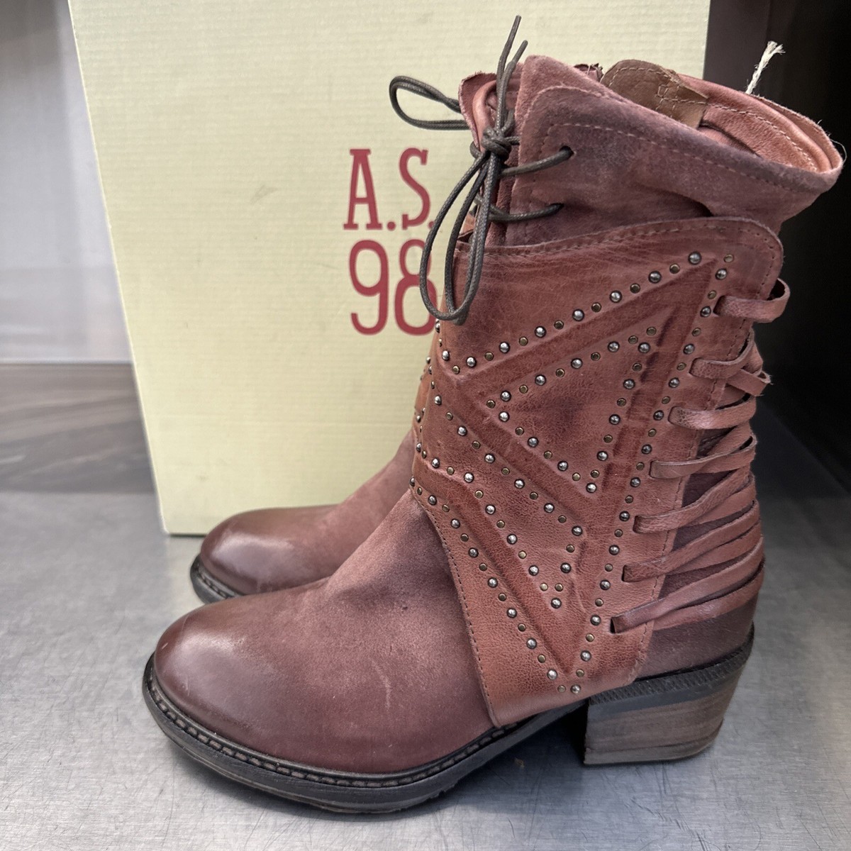A.S.98 “CALLHOUN” Studded Leather Boots. Size 36, 37, 38 and  display picture 1