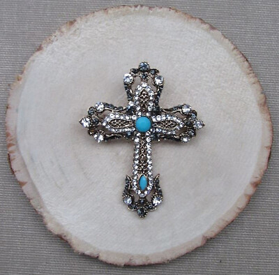 Spilla Decorativa 5x4.5cm Spilla Croce Dorata Con Perle E