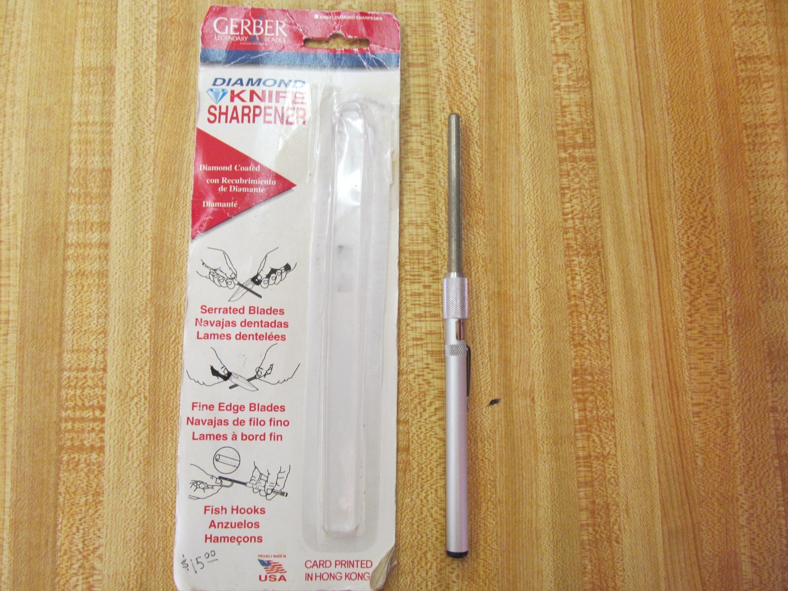 DISCONTINUED Gerber Diamond Knife Sharpener FISH Hooks Retractable Made