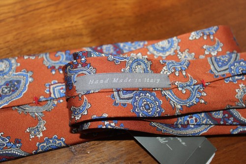 DANIEL CREMIEUX SIGNATURE COLLECTION MENS NECKTIE 100% SILK PAISLEY ORANGE MULTI - Picture 5 of 6