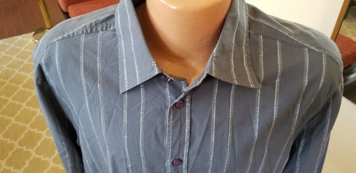 Armani Exchange Men's Dress Shirt Size L Gray With Silver Metallic Threading - Picture 2 of 6