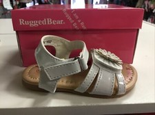 New Girls Rugged Bear White Patent Leather Sandals RB28446S Size 5