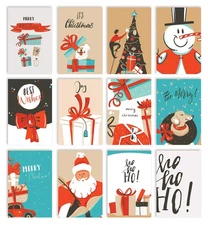 Christmas Holiday Greeting Card Set, 100 Pack, 4 x 6 Inch, 12 Assorted Custom...