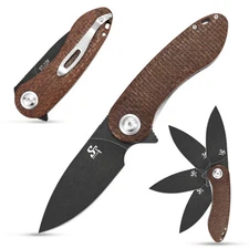 ST139 Folding Knife Pocket Knife, Sandvik 14C28N Blade Micarta Handle EDC Too...