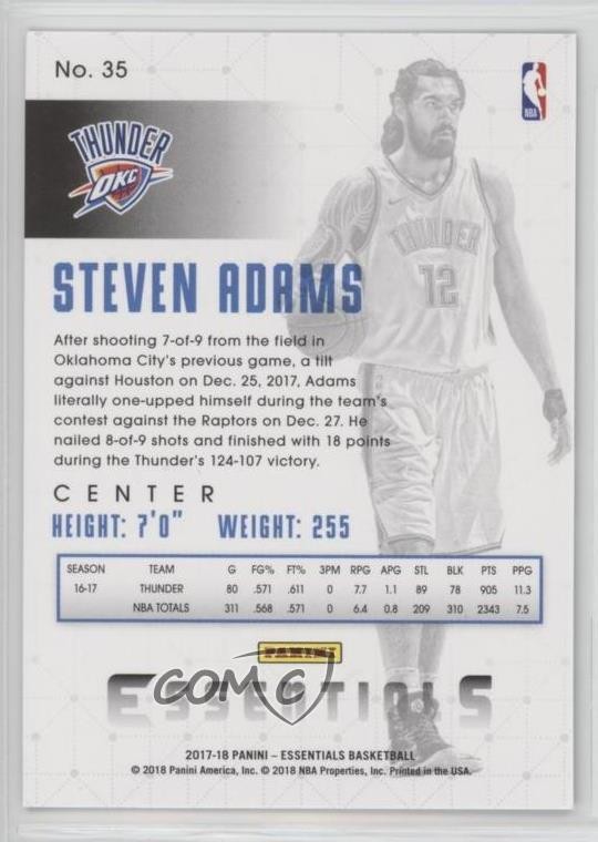 2017-18 Panini Essentials Retail Thin Stock Steven Adams #35 fm0 thumbnail 2