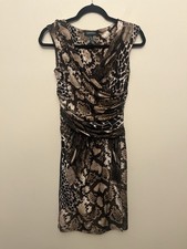 Lauren Ralph Lauren Ruched Faux Wrap Snakeskin Print Dress Women's Size 2 