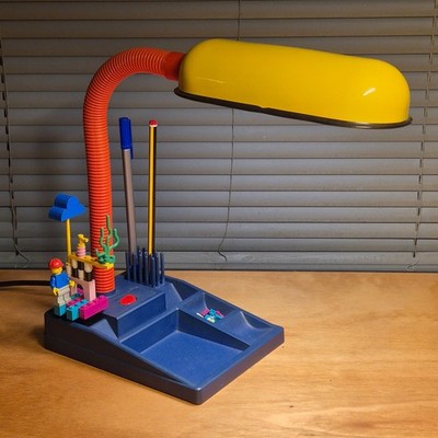 Vintage Postmodern Brilliant Desk Tidy Lamp Memphis Style Lego Modified 80s 90s