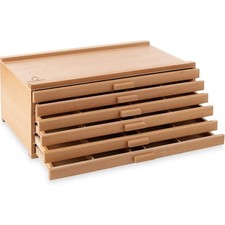Wooden Art Supply Storage Box with 6 Drawers for Pastels Pencils Pens Markers