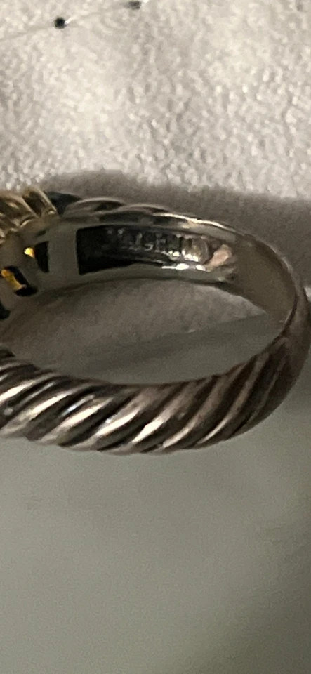 DAVID YURMAN 14K, Sterling Silver & CITRINE Stone Ring, Size 7 - Image 3 of 4