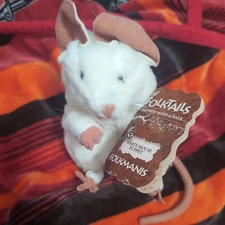 🐸 NWT Folkmanis White Mouse Hand Puppet Plush Folktails Storytelling Long Tail 