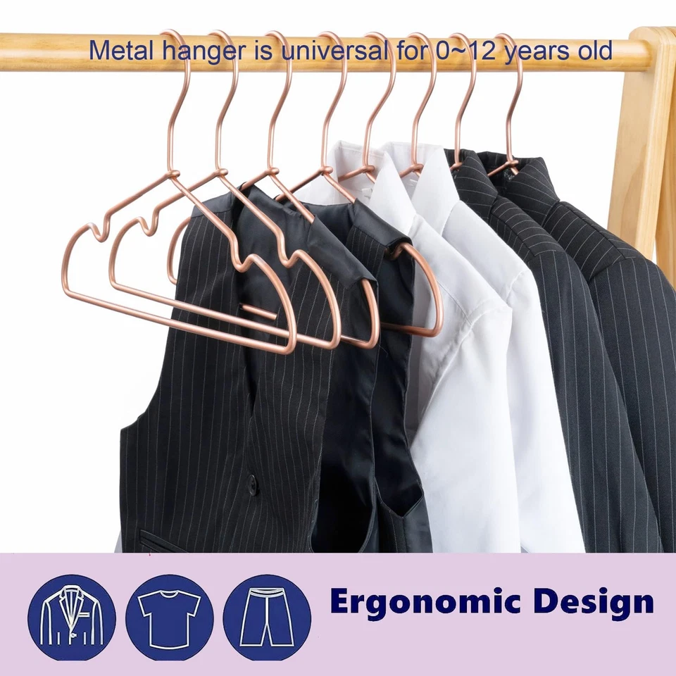 "Perchas para ropa de bebé con alambre de metal dorado rosa, pantalones de abrigo antideslizantes para niños de 12,6""... Foto 2 de 4