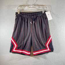 1094 NWT Jordan Jumpman Pinstripe Mesh Basketball Shorts Black Red Kids Large