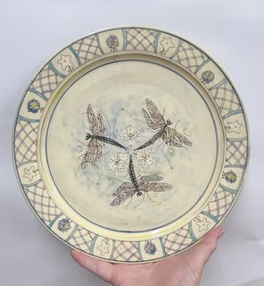 Wonderful large vintage studio pottery plate by Maureen Minchin 29cm VGC