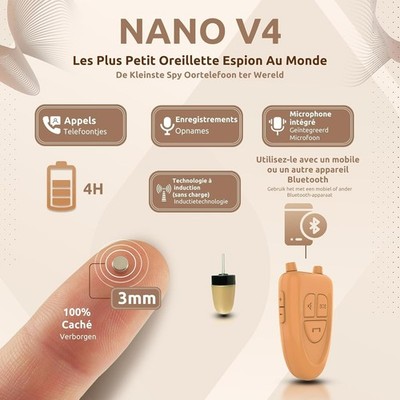 NEW Invisible Wireless Earpiece Set Bluetooth Loop With Small Mini Nano Earpiece