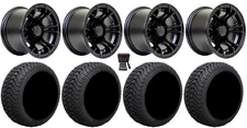 GTW Spyder 10" Golf Wheels Matte Black 205x50 Cruze Tires E-Z-GO & Club Car