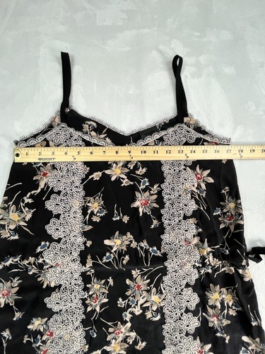 ANNA SUI Womens 4 Dress Silk Floral Side Tie Lace Front Detail - Picture 11 of 15