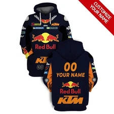 Custom Name KTM Red Bull Racing 3D Lightweight Hoodie For Men